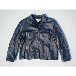 DAVID BROOKS Vintage Black Leather Blazer Jacket – Size XL - See Pictures